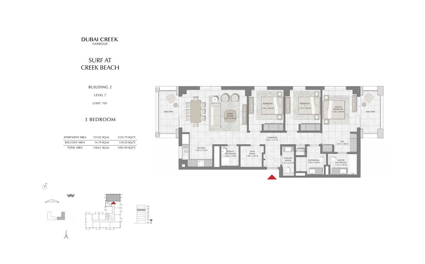 Building 2, 1 Bedroom Level 2, 3 ,4, 5, 6 Size 678 Sq Ft
